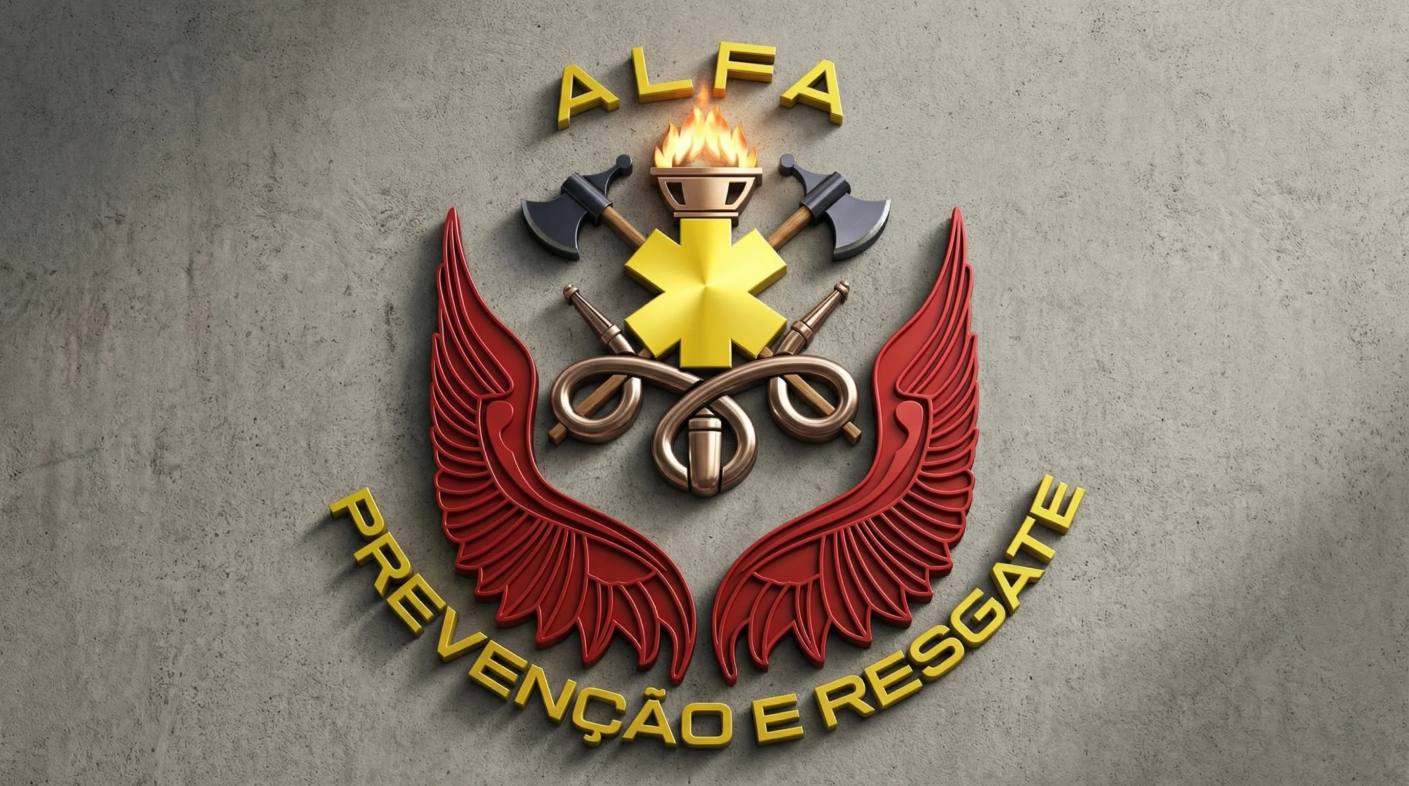 Logotipo 3D da Alfa Prevenção e Resgate